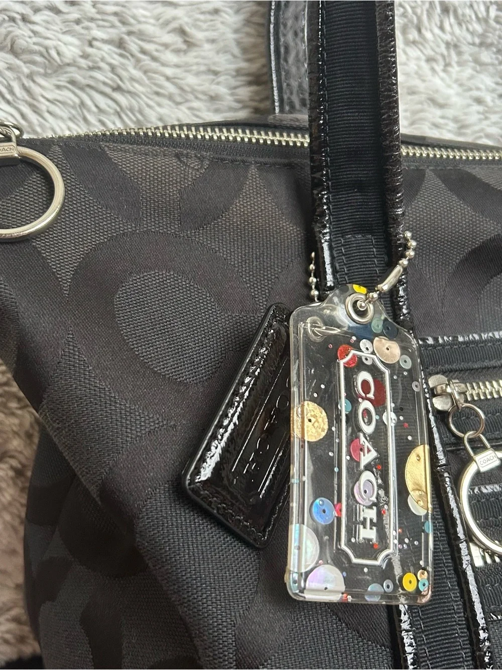 Vintage Y2K Coach Poppy Black Signature Glam Tote Bag - Picture 2 of 10